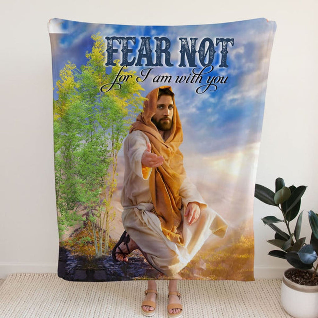 FUNSTUFFPRINT Isaiah 4110 Fear Not For I Am With You Fleece Blanket - Christian Blanket - Bible Verse Blanket