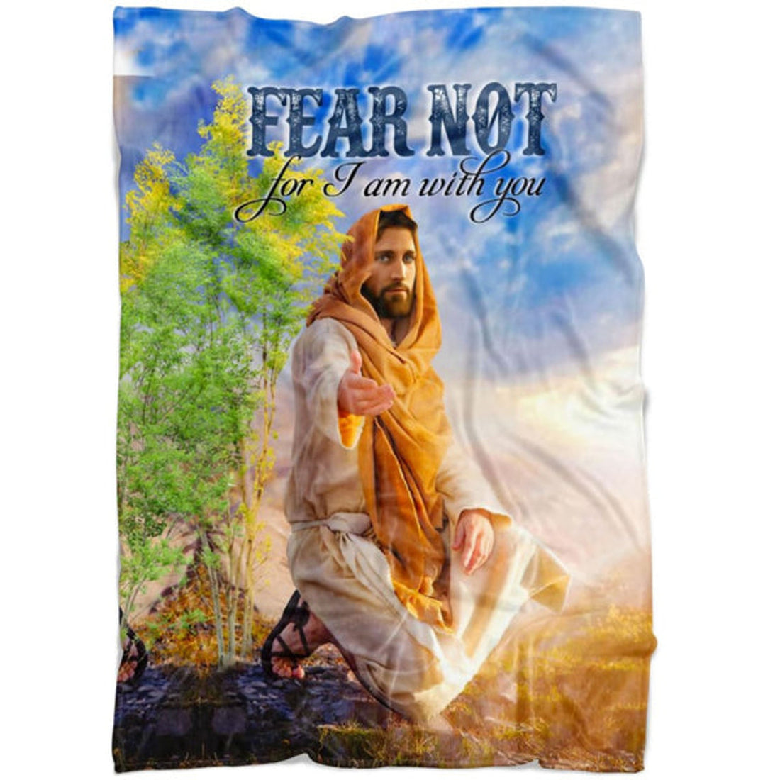 FUNSTUFFPRINT Isaiah 4110 Fear Not For I Am With You Fleece Blanket - Christian Blanket - Bible Verse Blanket