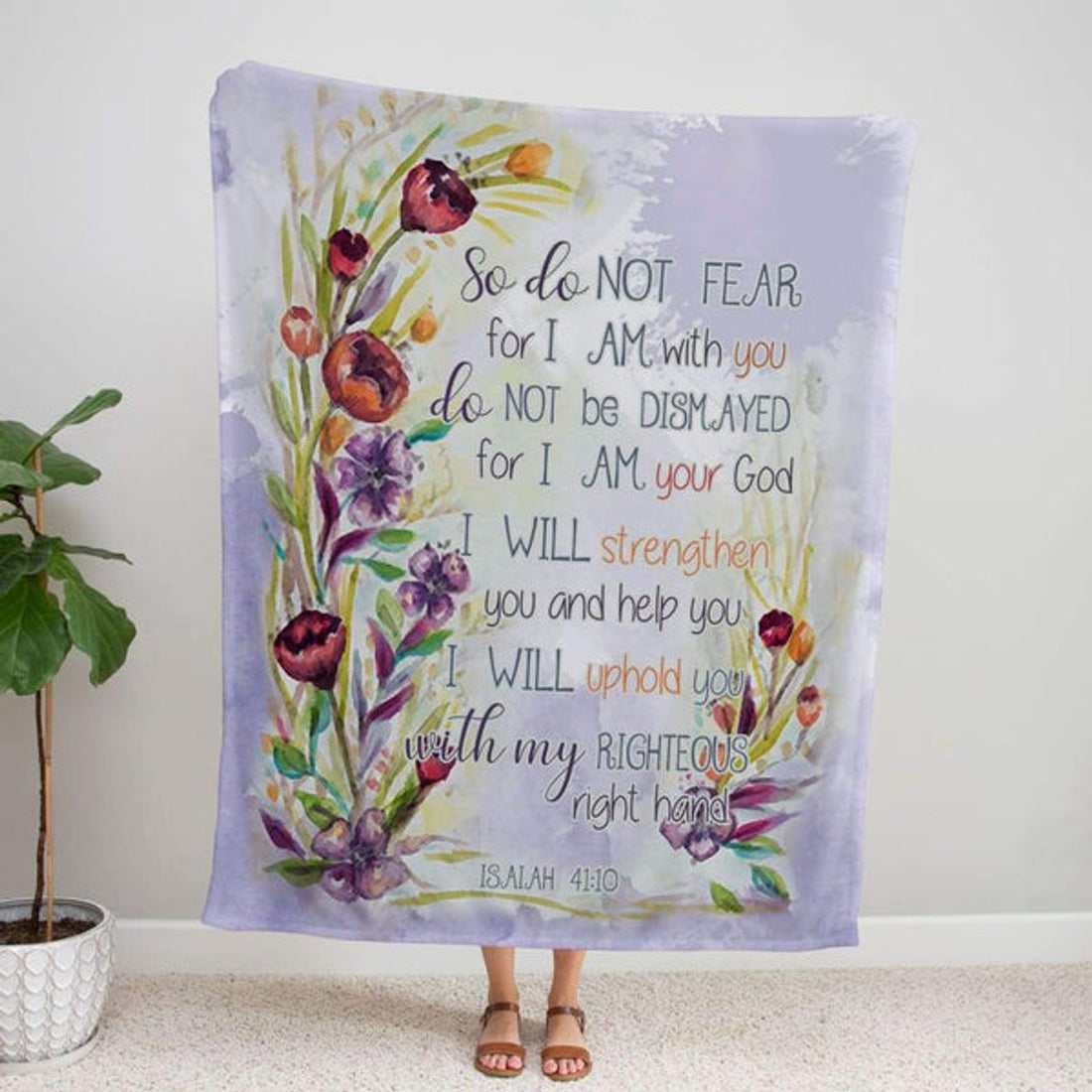 FUNSTUFFPRINT Isaiah 4110 So Do Not Fear For I Am With You Fleece Blanket - Christian Blanket - Bible Verse Blanket