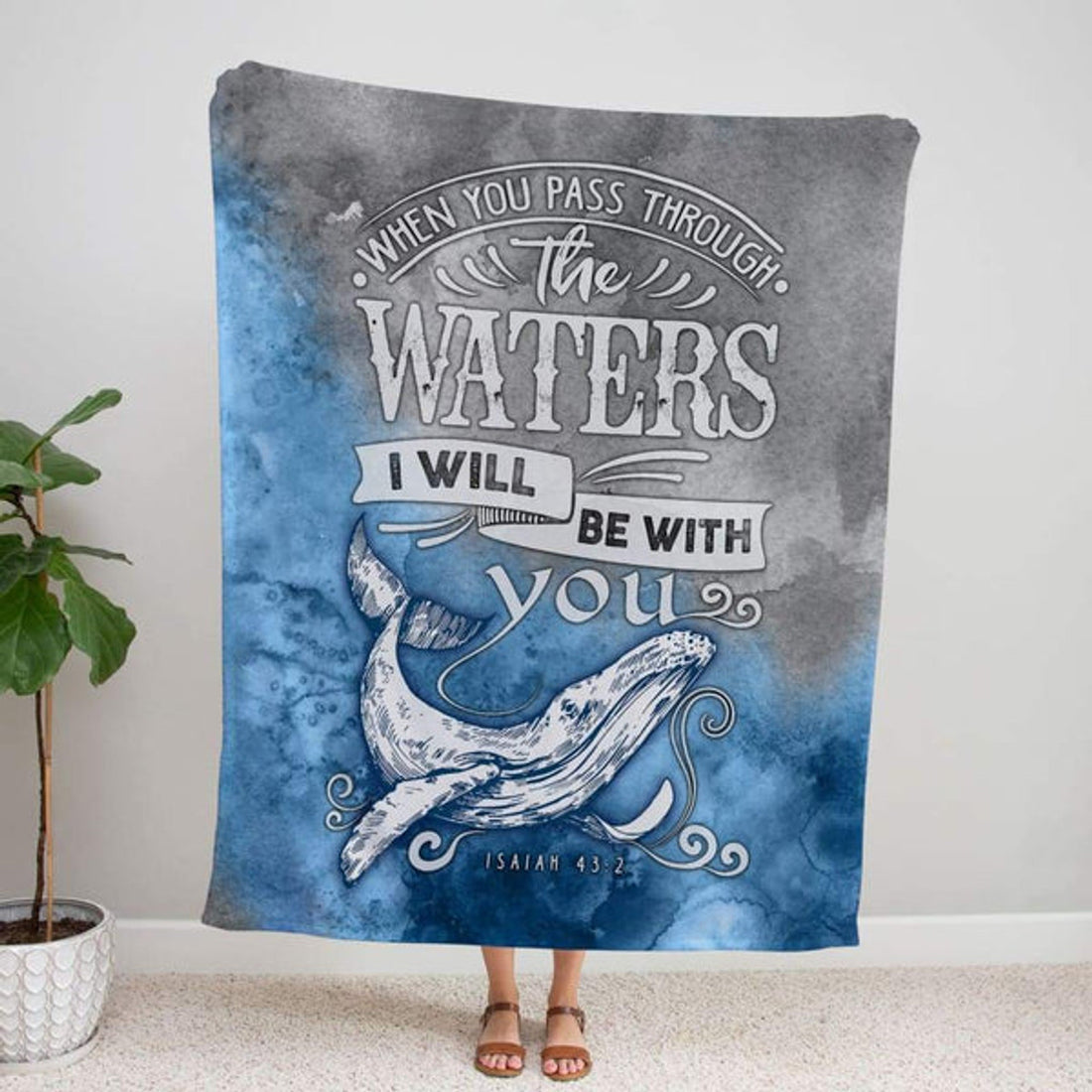 FUNSTUFFPRINT Isaiah 432 When You Pass Through The Waters I Will Be With You Fleece Blanket - Christian Blanket - Bible Verse Blanket