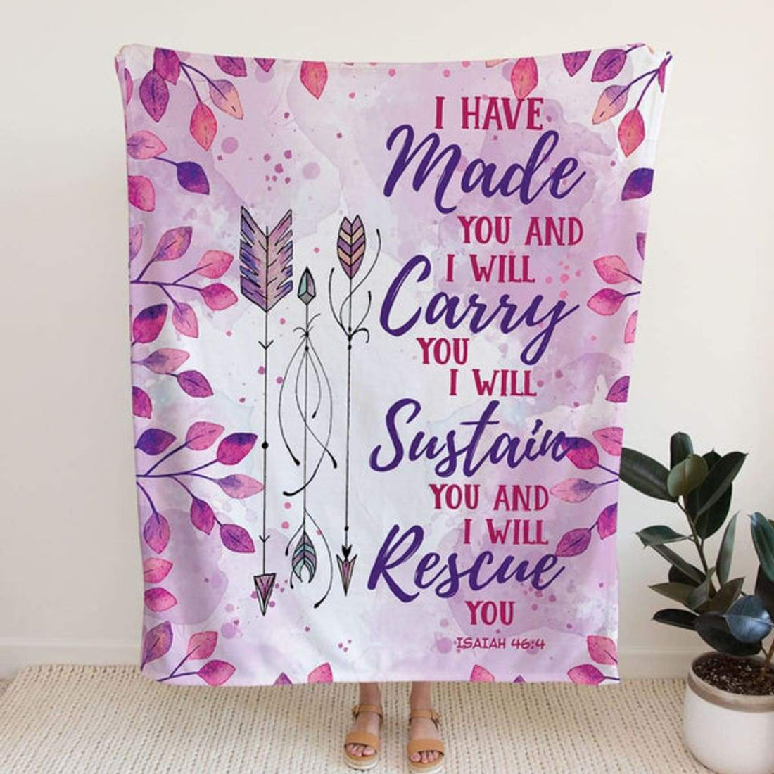 FUNSTUFFPRINT Isaiah 464 I Have Made You And I Will Carry You Fleece Blanket - Christian Blanket - Bible Verse Blanket