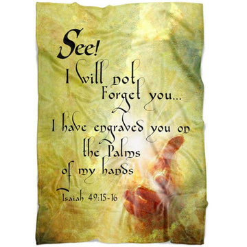 FUNSTUFFPRINT Isaiah 49 15-16 I Will Not Forget You Fleece Blanket - Christian Blanket - Bible Verse Blanket