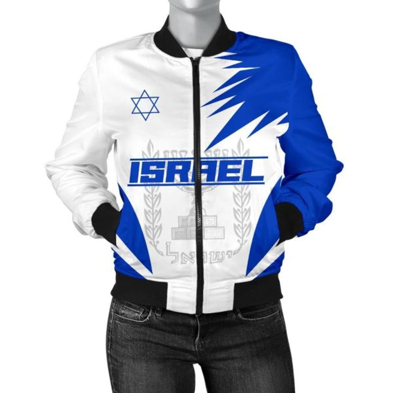 FUNSTUFFPRINTI Israel Bomber Jacket Active Women Bomber Jacket