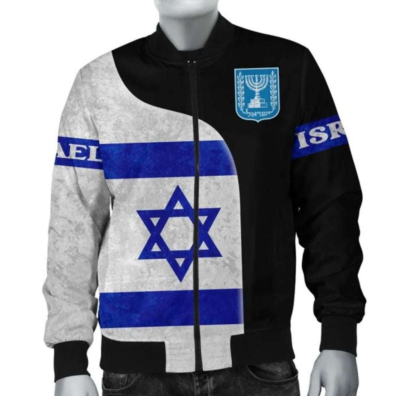FUNSTUFFPRINTI Israel Flag Bomber Jacket - Coat Of Arms Bomber Jacket