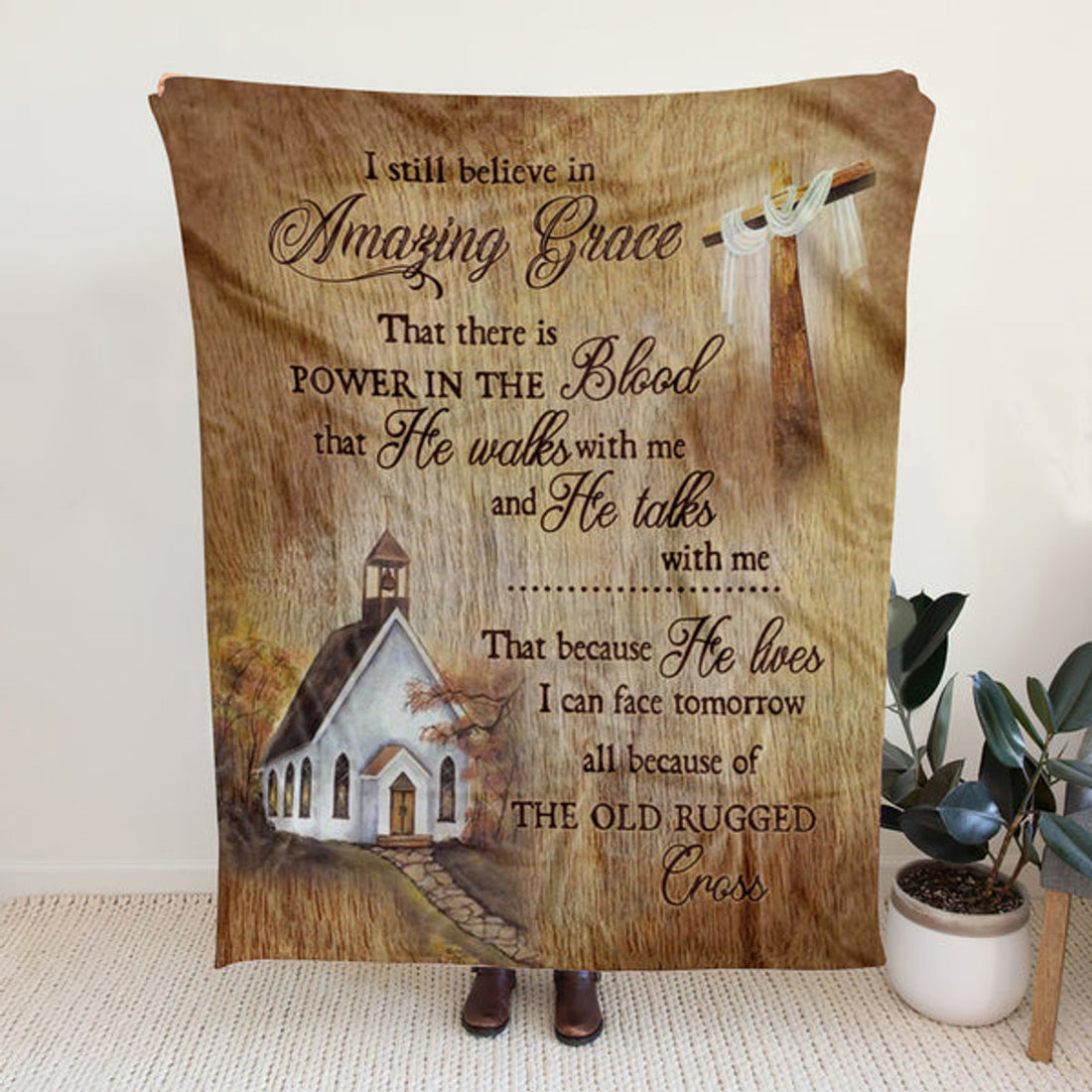 FUNSTUFFPRINT Sherpa Fleece Blanket - I Still Believe In Amazing Grace Christian Blanket