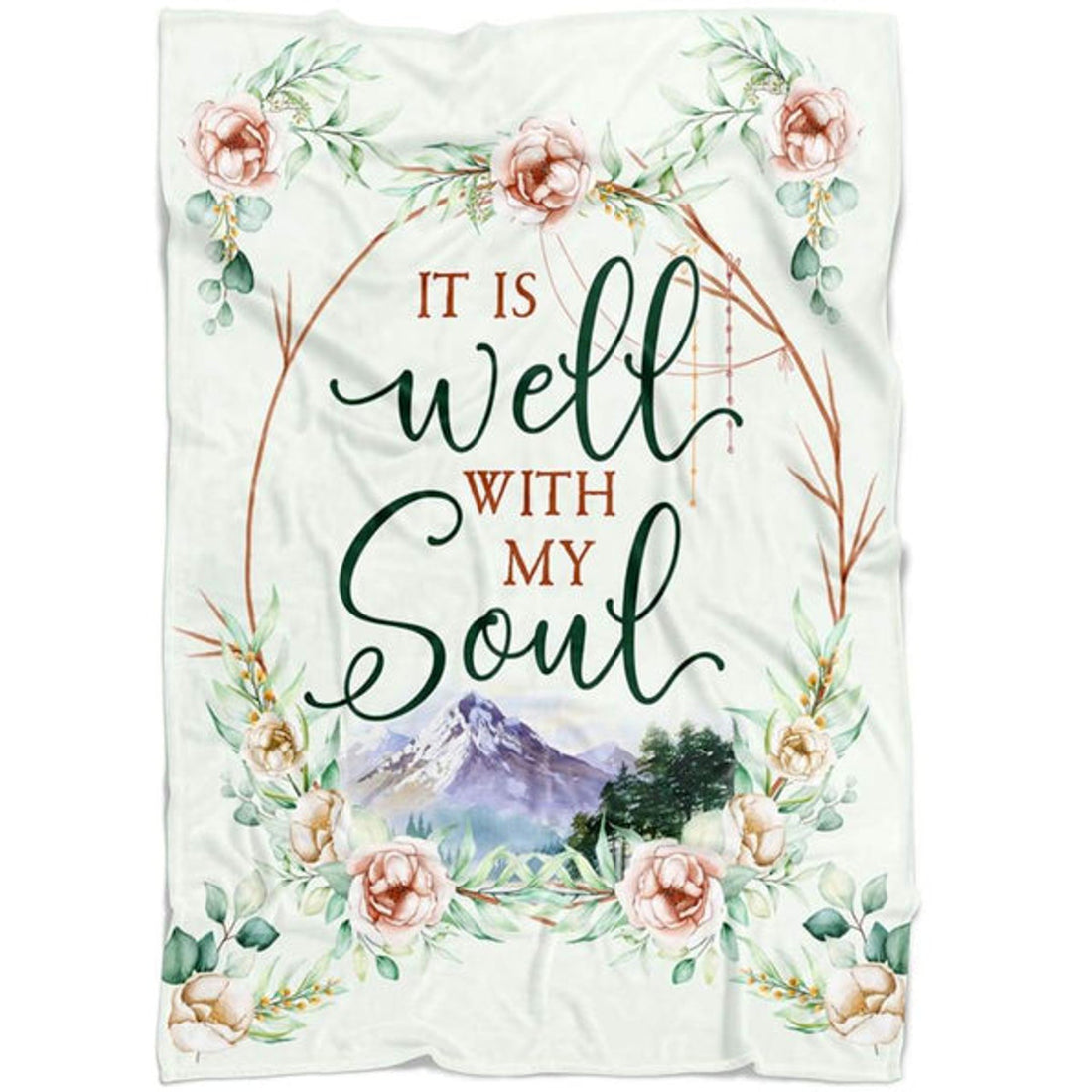 FUNSTUFFPRINT It Is Well With My Soul Floral Fleece Blanket - Christian Blanket - Bible Verse Blanket