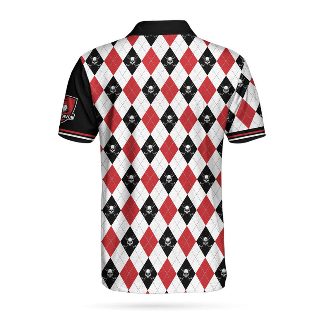 It Takes A Lot Of Balls Red Black And White Pattern Polo Shirt, Argyle Pattern Skull Golf Shirt For Men