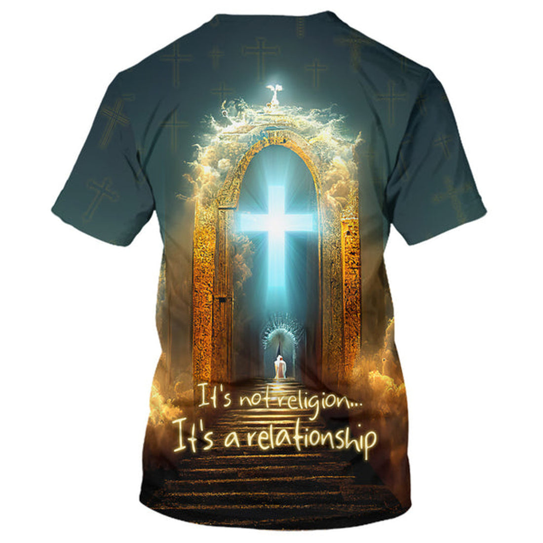 FUNSTUFFPRINT It's Not Religion It's A Relationship Jesus Cross Christian 3D T-shirt