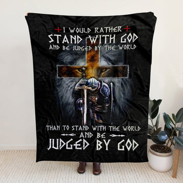 FUNSTUFFPRINT Sherpa Fleece Blanket - I Would Rather Stand With God Christian Blanket