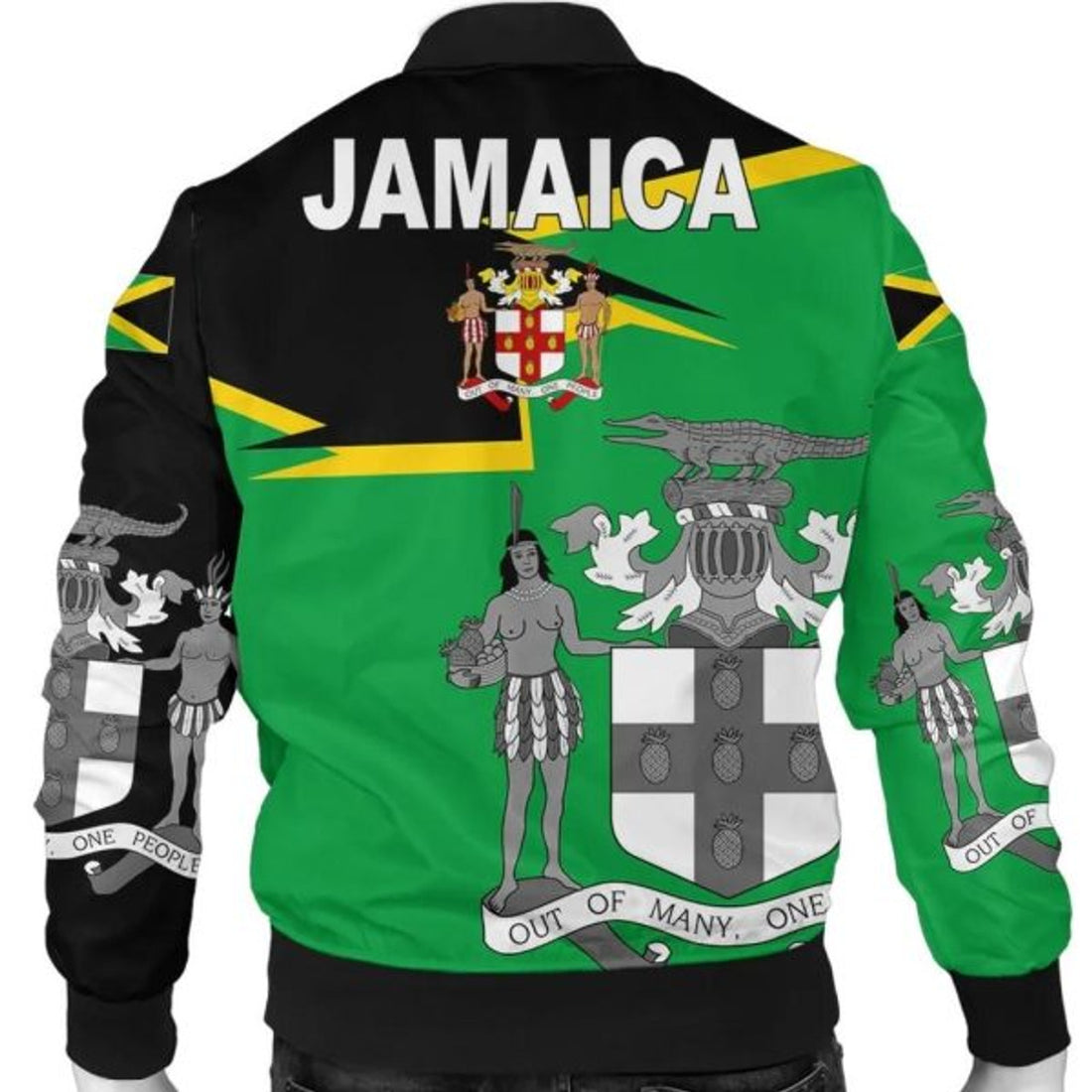 FUNSTUFFPRINTI Jamaica Bomber Jacket Coat Of Arms - Style Bomber Jacket