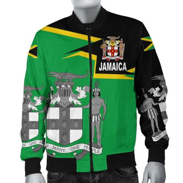 FUNSTUFFPRINTI Jamaica Bomber Jacket Coat Of Arms - Style Bomber Jacket