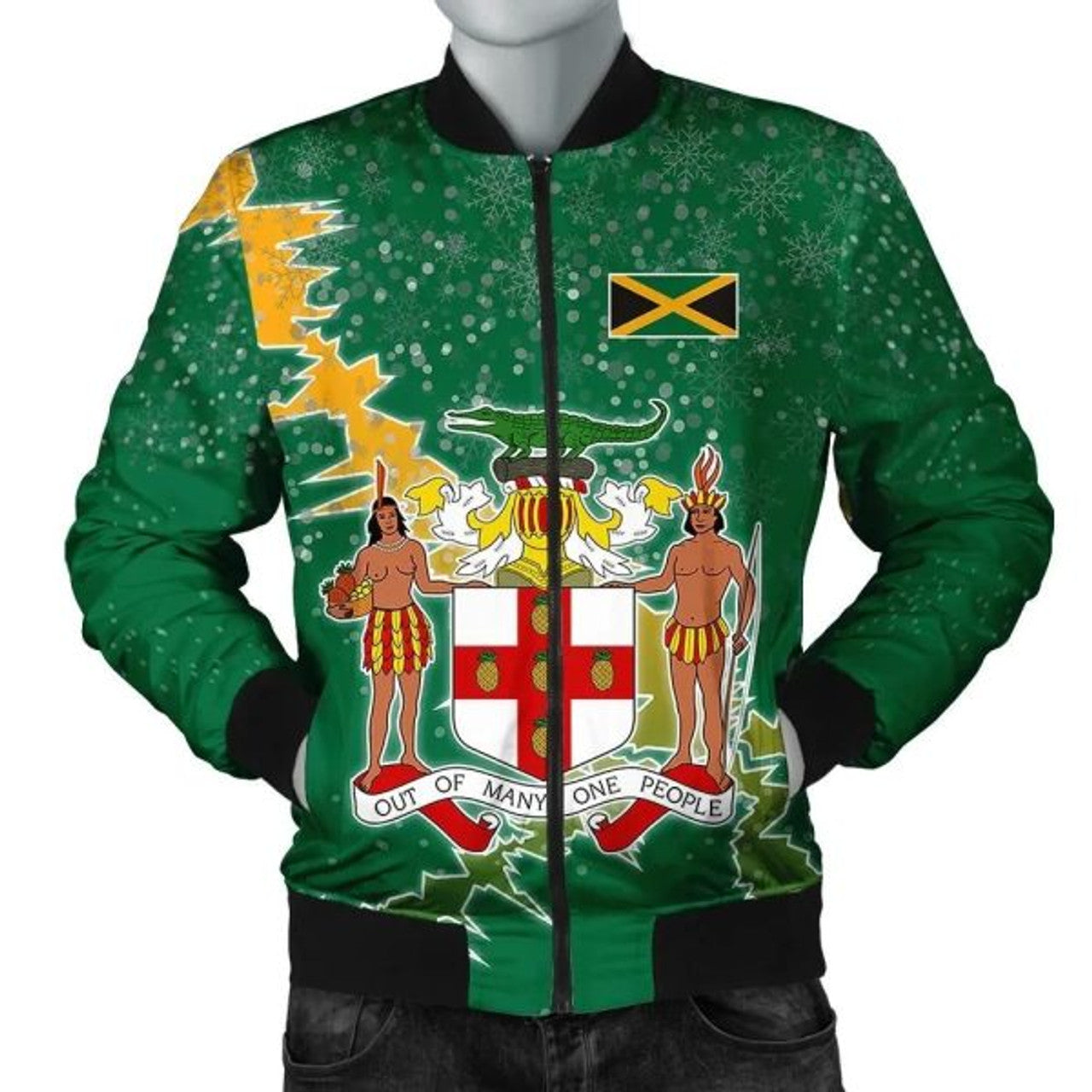 FUNSTUFFPRINTI Jamaica Christmas Coat Of Arms Men 3D Bomber Jacket