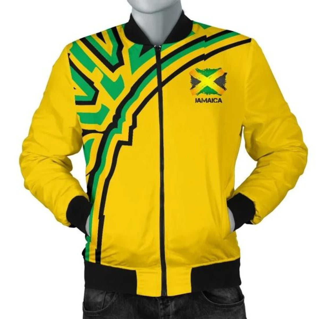 FUNSTUFFPRINTI Jamaica Vintage Flag Men's 3D Bomber Jacket