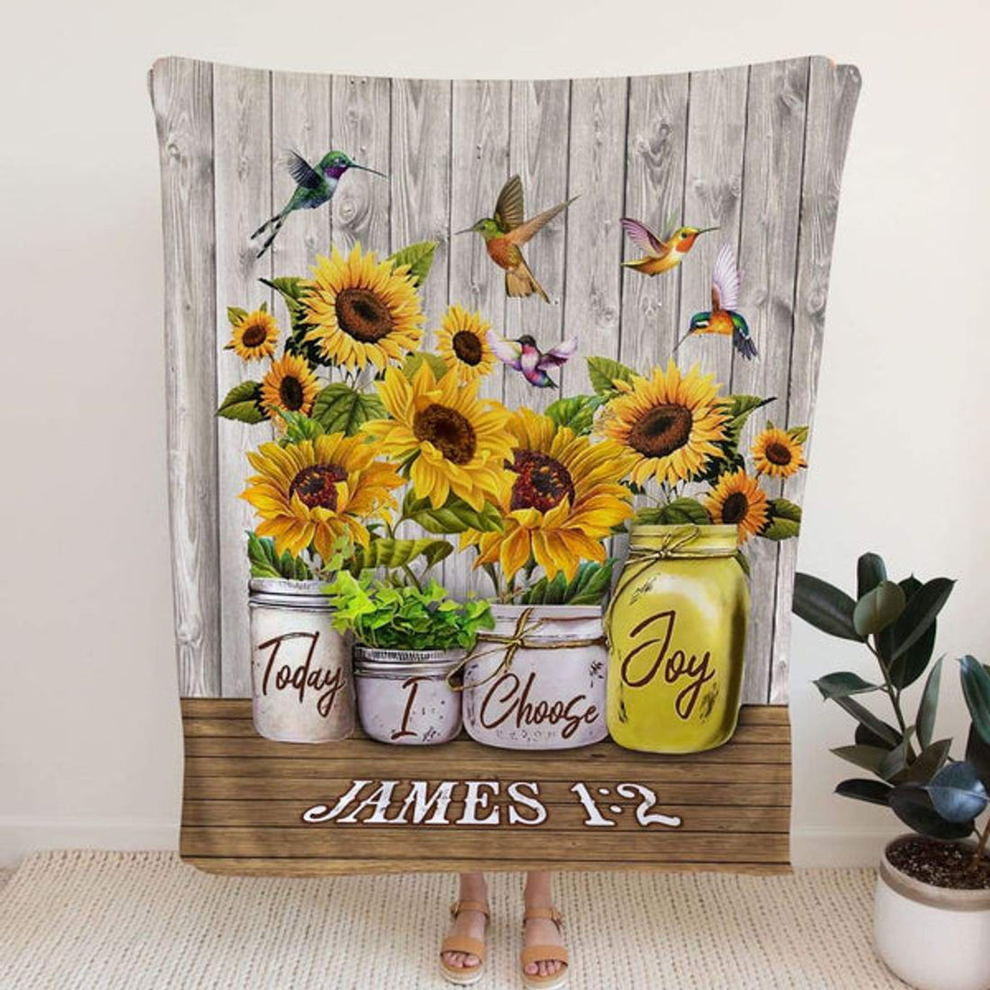 FUNSTUFFPRINT James 12 Today I Choose Joy Fleece Blanket - Christian Blanket - Bible Verse Blanket