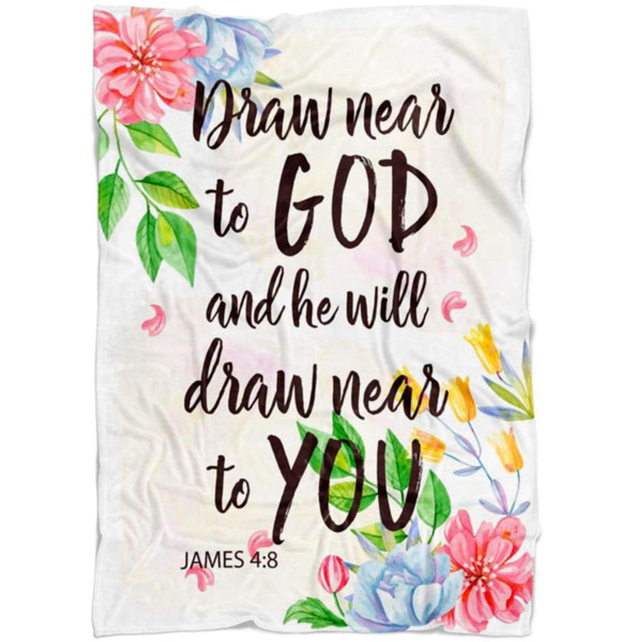 FUNSTUFFPRINT James 48 Draw Near To God And He Will Draw Near To You Fleece Blanket - Christian Blanket - Bible Verse Blanket