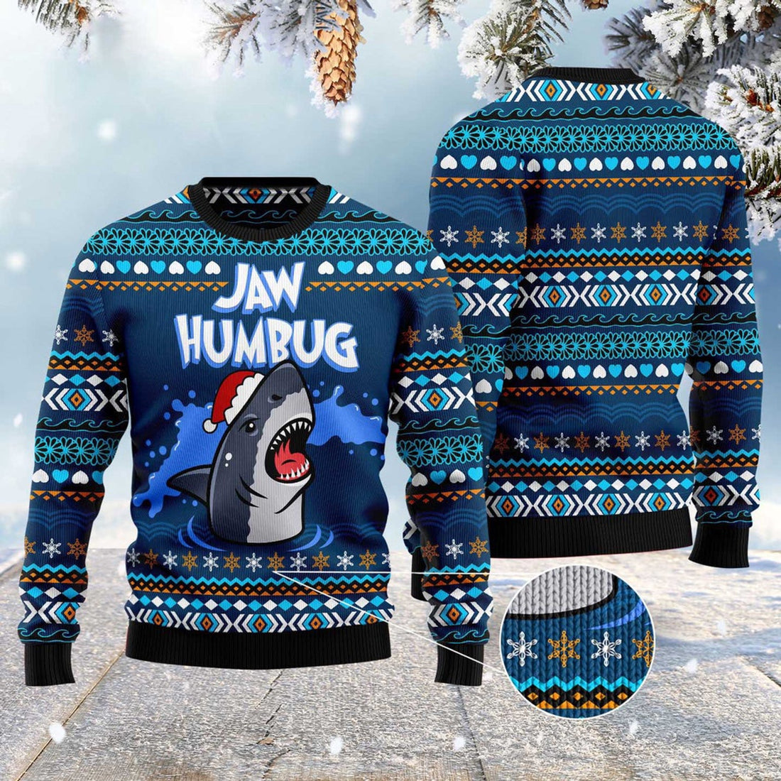 FUNSTUFFPRINT Jaw Humbug Ugly Christmas Sweater, Christmas Sweater, Ugly Sweater, Funny Xmas Sweaters Ugly Sweater