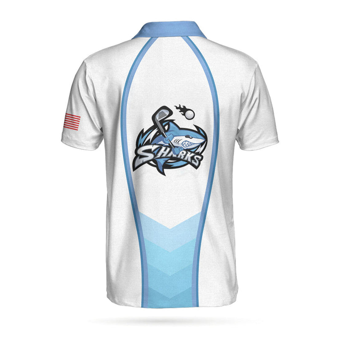 Jawsome Golfer Shark Golf Short Sleeve Polo Shirt, American Flag Polo Shirt, Best Golf Shirt For Men