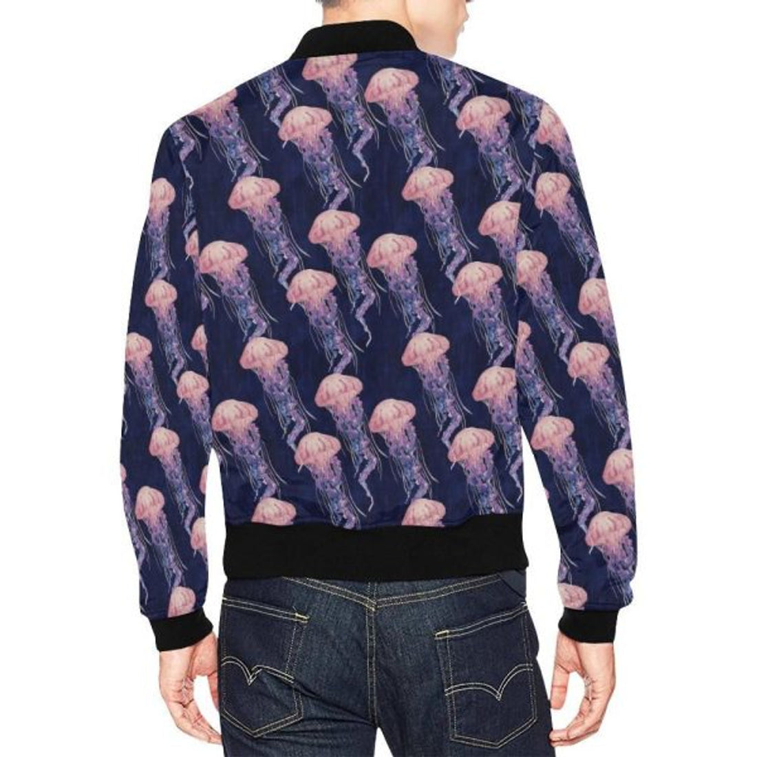 FUNSTUFFPRINTI Jellyfish Print Pattern Men's 3D Bomber Jacket