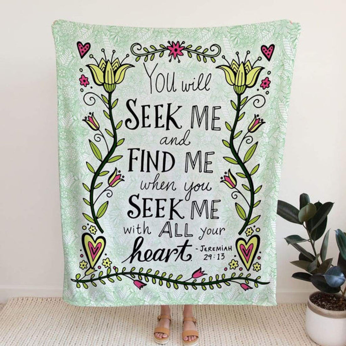 FUNSTUFFPRINT Jeremiah 2913 You Will Seek Me And Find Me Fleece Blanket - Christian Blanket - Bible Verse Blanket