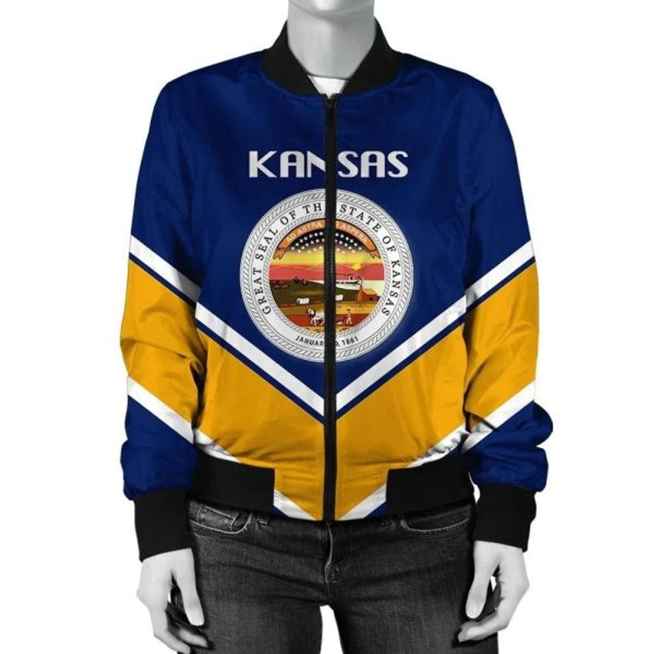 FUNSTUFFPRINTI Jersey Coat Of Arms Women Bomber Jacket Lucian Style Bomber Jacket