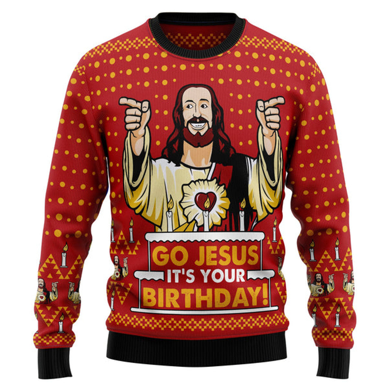 FUNSTUFFPRINT Jessus's Birthday Ugly Christmas Sweater - Xmas Gifts For Him Or Her - Christmas Gift For Friends - Christian Shirts Gifts Idea Ugly  Sweater