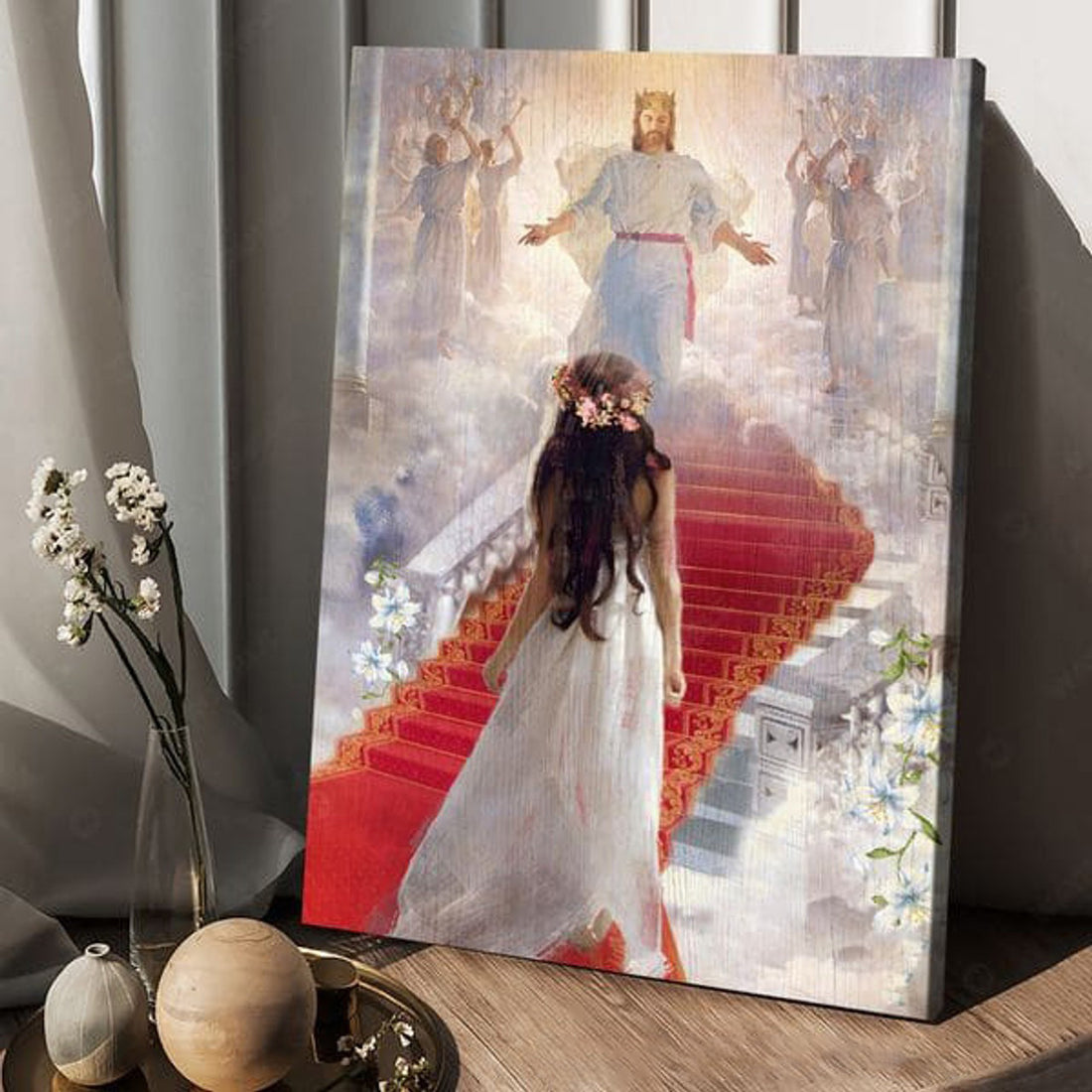 Jesus And Daughter, God Poster, Heaven Decor Poster and Canvas