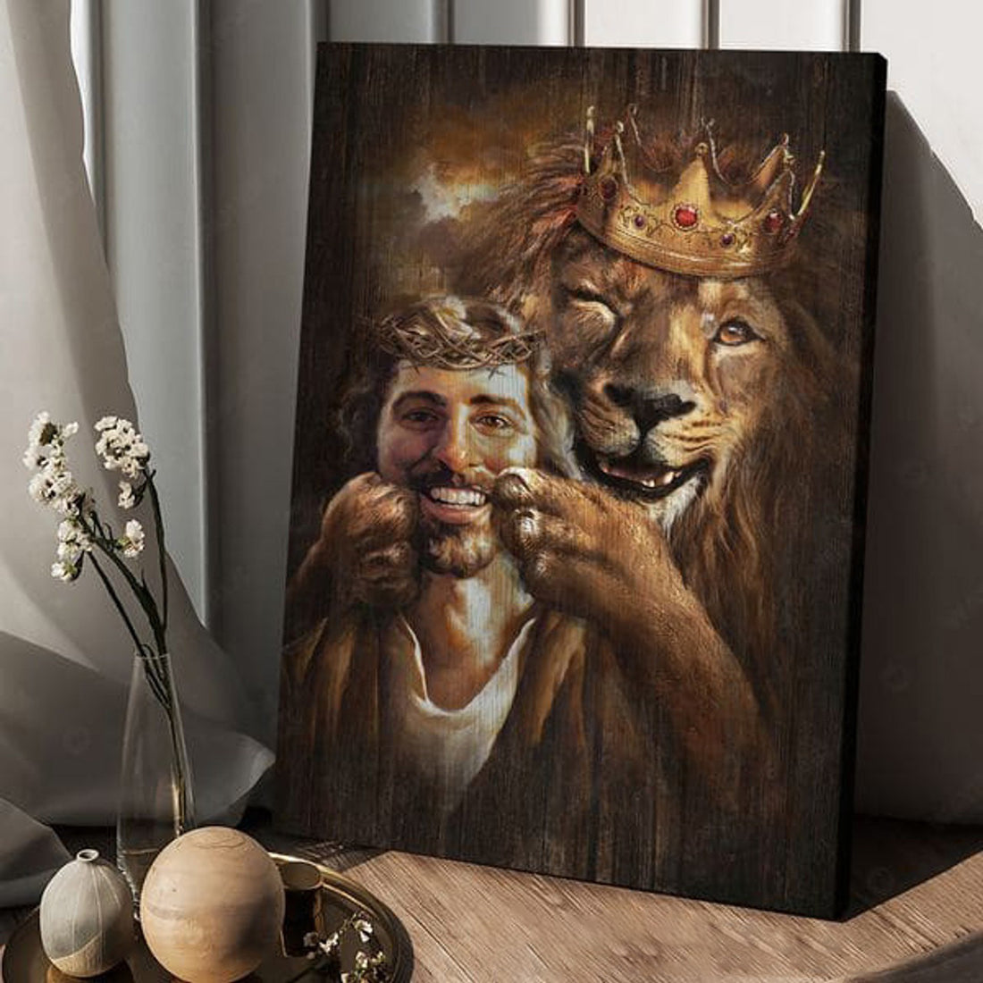 Jesus And Lion, Lion King, Wall Poster, God Decor Poster and Canvas