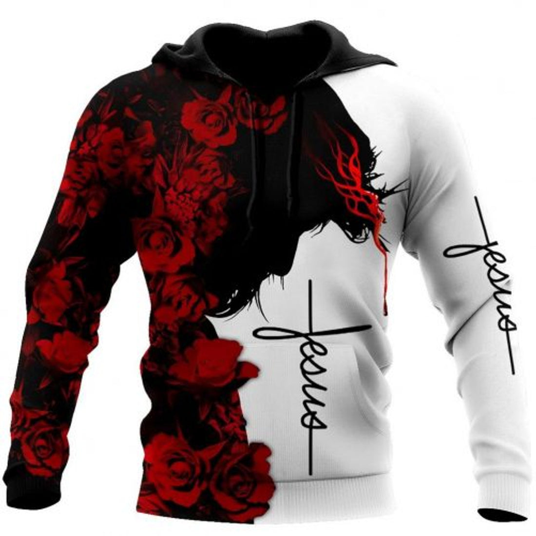 FUNSTUFFPRINT Christian All Over 3D Hoodie Jesus Is My Healer Jesus Christ With Roses 3D Hoodie and Zip Hoodie