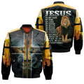 FUNSTUFFPRINTI Jesus Is My God King Lord Savior My Everything Lion 3D Bomber Jacket