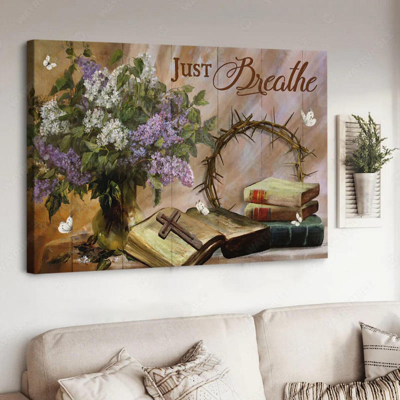 Jesus Poster, God Crown, Butterfly Flower, Poster Decor Poster and Canvas