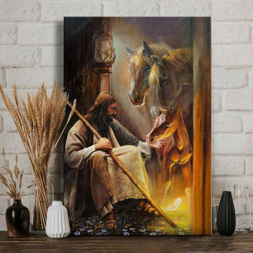 Jesus Poster, Jesus And Horse, Poster Decor, Horse Lover Poster and Canvas