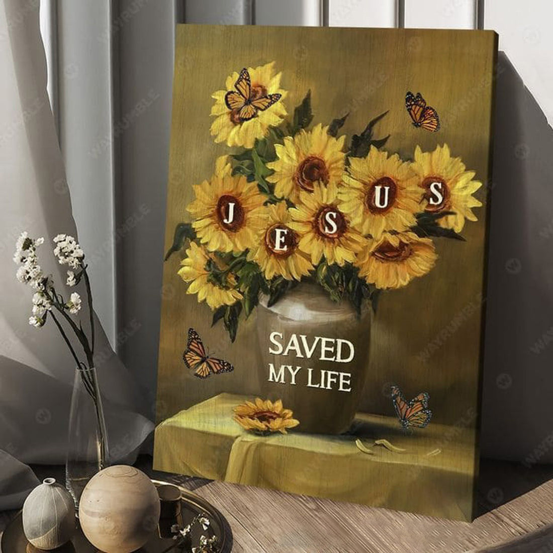 Jesus Poster, Sunflower Lover, Saved My Life Poster and Canvas