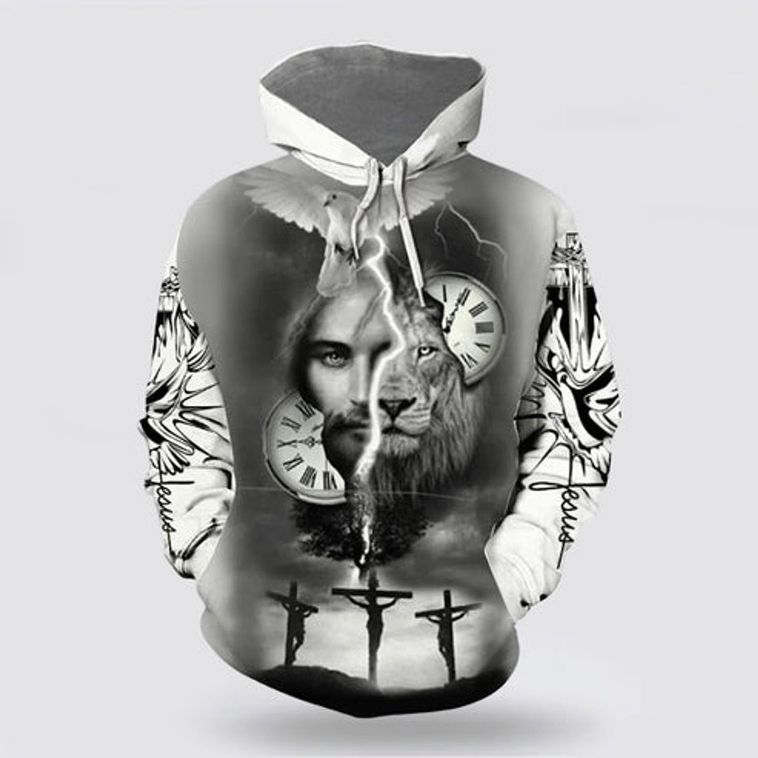 FUNSTUFFPRINT 3D Jesus Blessing Faith Over Fear 3D Hoodie and Zip Hoodie