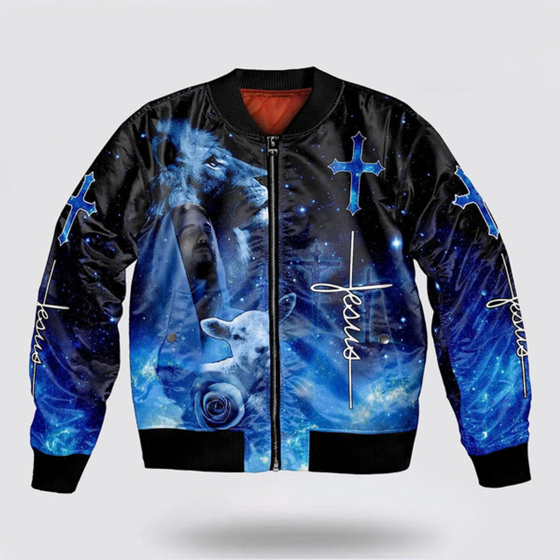 FUNSTUFFPRINT Jesus Christ Lion And Lamb Bomber Jacket - Jesus Shirt for Men Women 3D Bomber Jacket