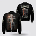 FUNSTUFFPRINT Jesus Christ Lion Of Judah Knight Warrior Bomber Jacket - Christian Bomber Shirts for Men and Women 3D Bomber Jacket