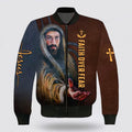 FUNSTUFFPRINT Jesus Christian Faith Over Fear Bomber Jacket - Christian Bomber Shirts for Men and Women 3D Bomber Jacket