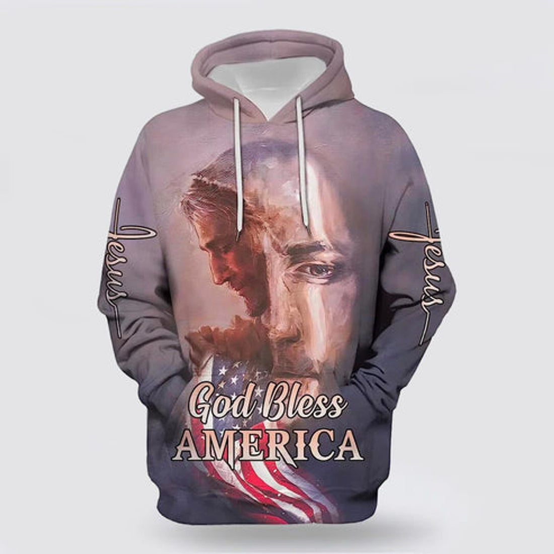 FUNSTUFFPRINT 3D Jesus God Bless America 3D Hoodie and Zip Hoodie
