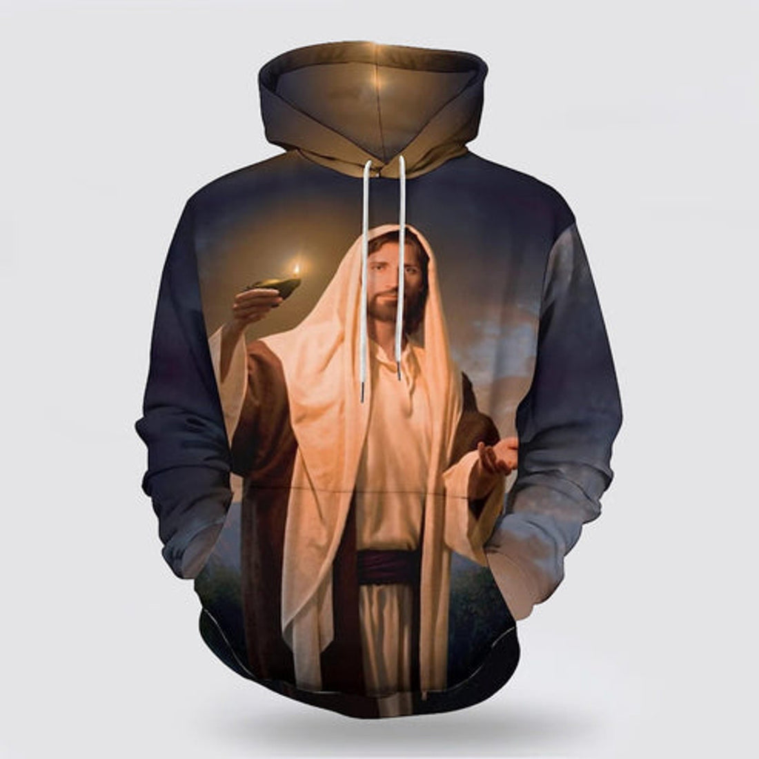 FUNSTUFFPRINT 3D Jesus Holding Candle 3D Hoodie and Zip Hoodie
