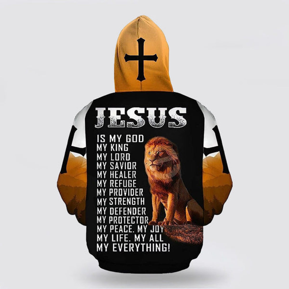 FUNSTUFFPRINT 3D Jesus Is My God My King Cross Lion 3d Hoodies For Women Men - Christian Apparel 3D Hoodie and Zip Hoodie