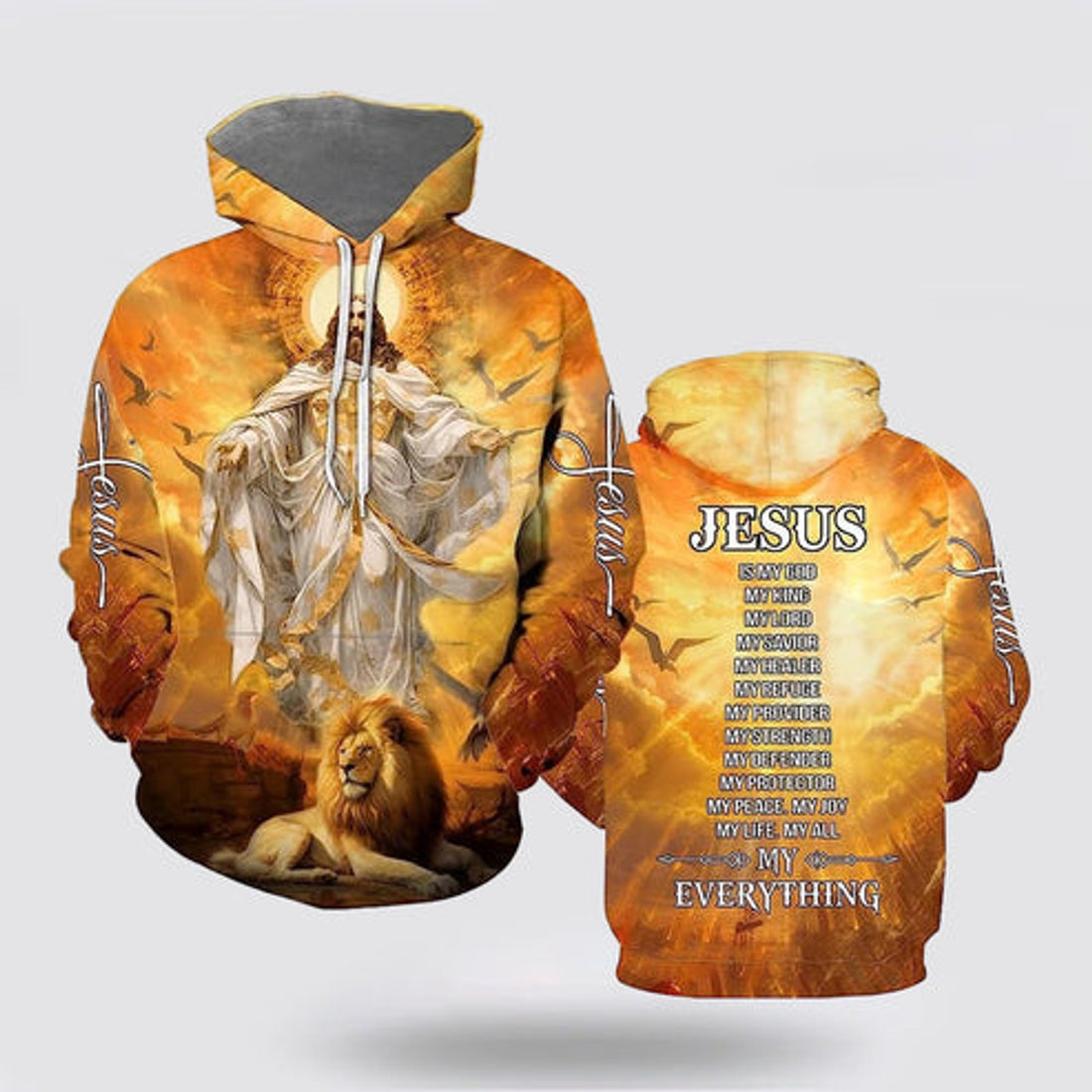 FUNSTUFFPRINT 3D Jesus Is My God My King My Lord Lion 3D Hoodie and Zip Hoodie