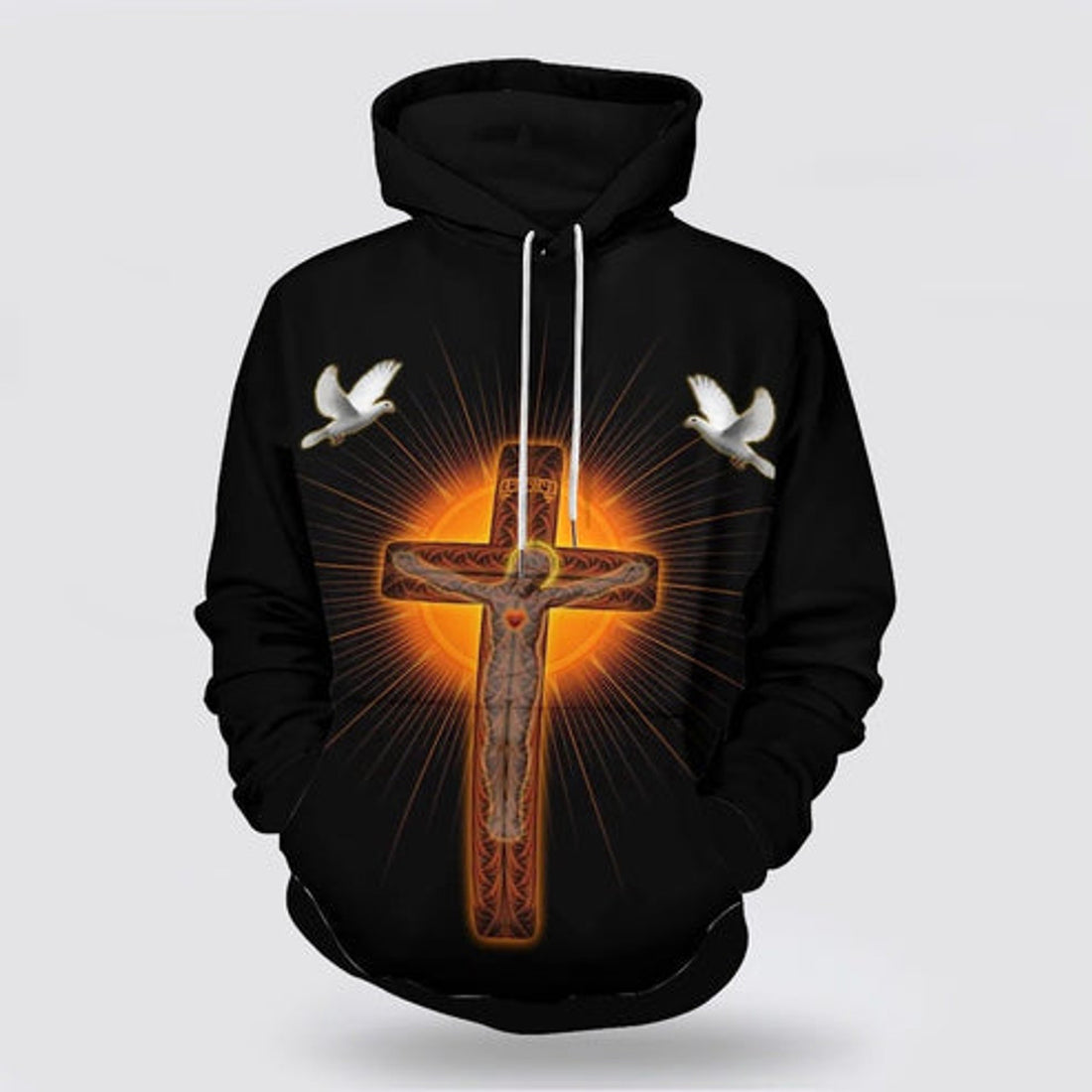 FUNSTUFFPRINT 3D Jesus On The Cross Dove 3D Hoodie and Zip Hoodie