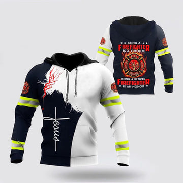 FUNSTUFFPRINT 3D Jesus Proud To Be Firefighter 3D Hoodie and Zip Hoodie
