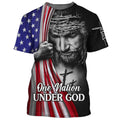 FUNSTUFFPRINT Jesus America One Nation Under God Christian 3D T-shirt