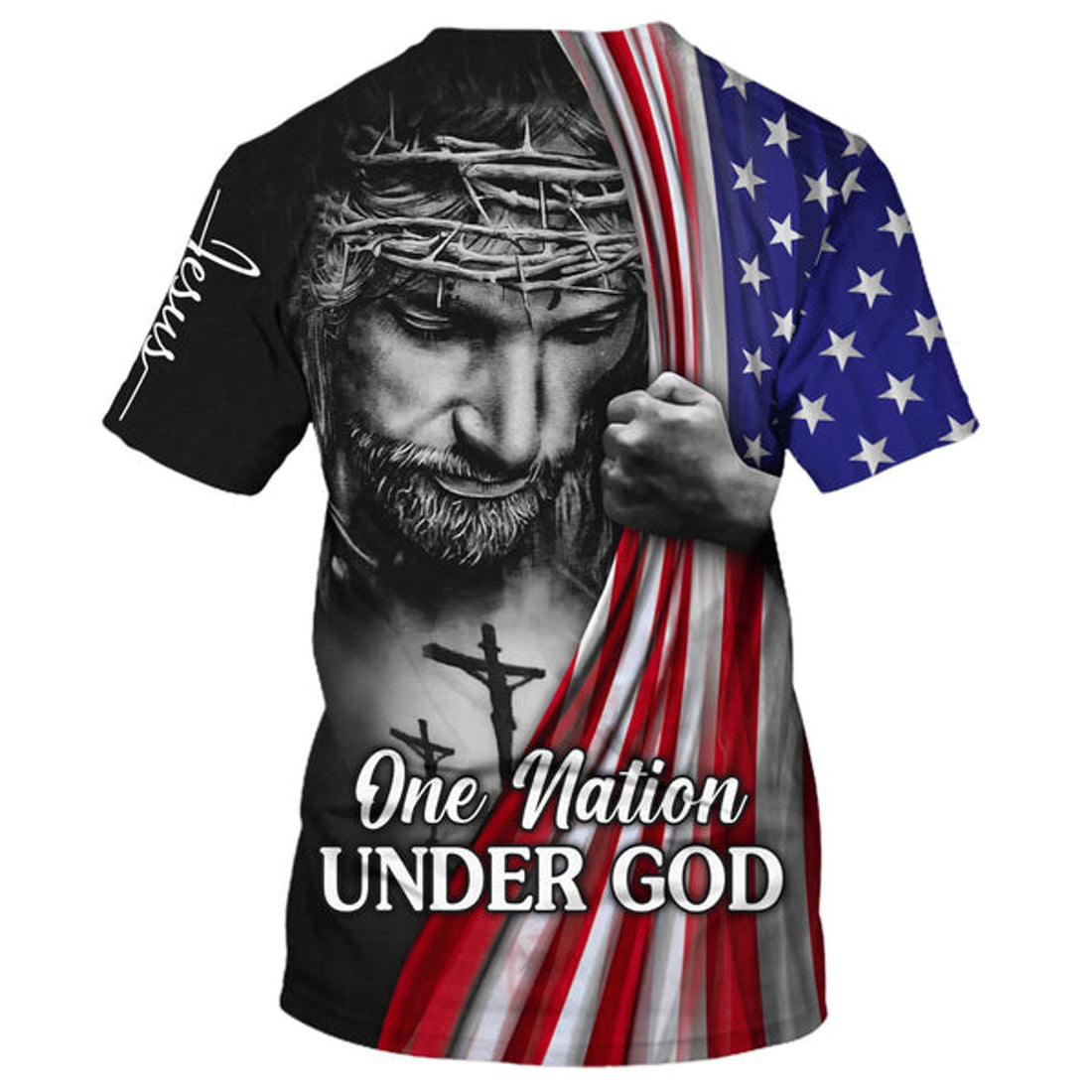 FUNSTUFFPRINT Jesus America One Nation Under God Christian 3D T-shirt