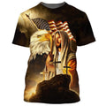 FUNSTUFFPRINT Jesus American Flag With Eagle & Cross 3D All Over Printed Shirt for Men and Women 3D T-shirt