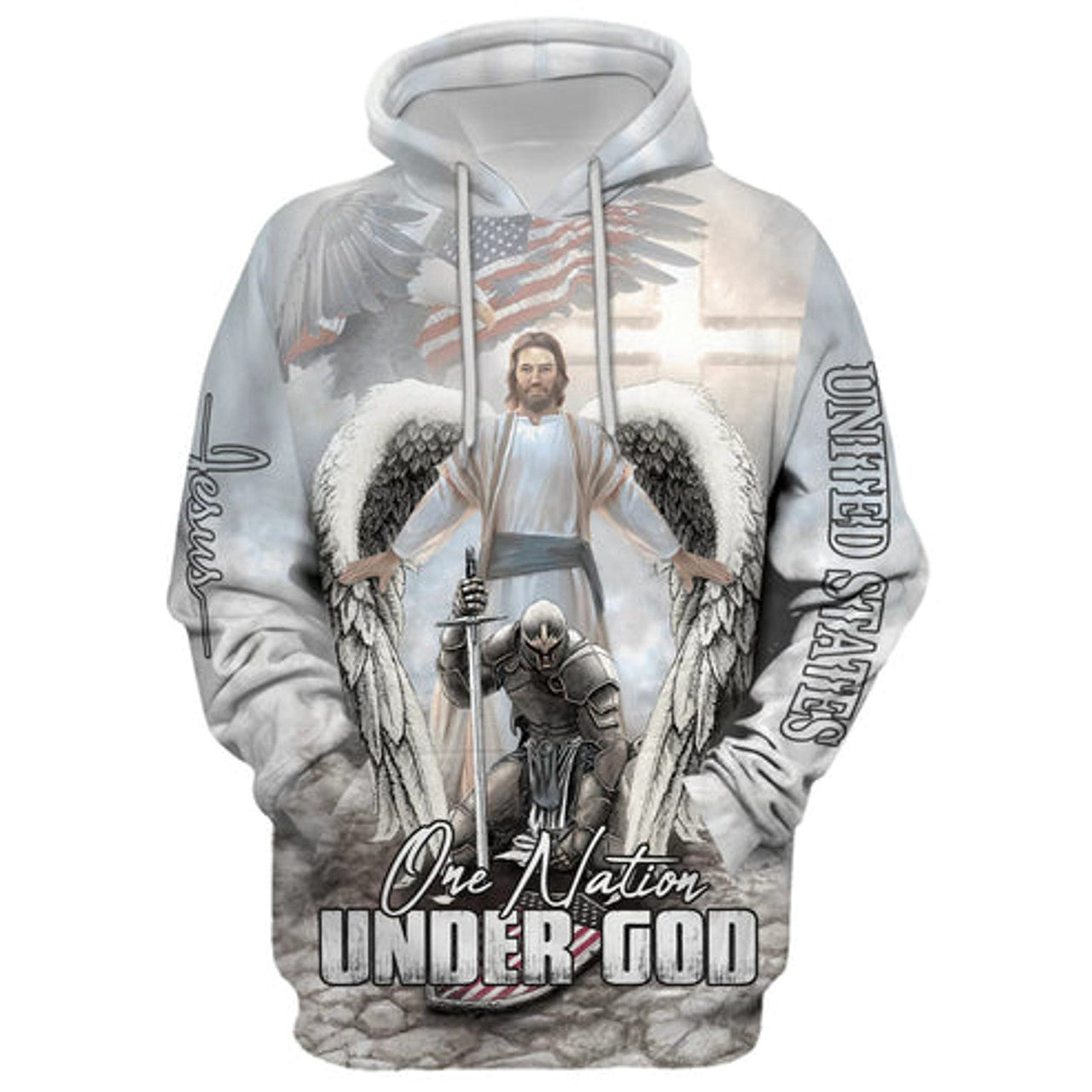 FUNSTUFFPRINT 3D Jesus And Angel Warrior 3D Hoodie and Zip Hoodie