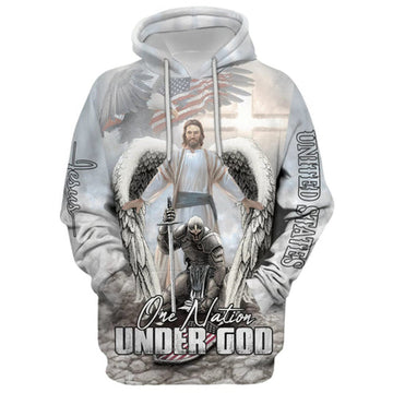 FUNSTUFFPRINT 3D Jesus And Angel Warrior 3D Hoodie and Zip Hoodie