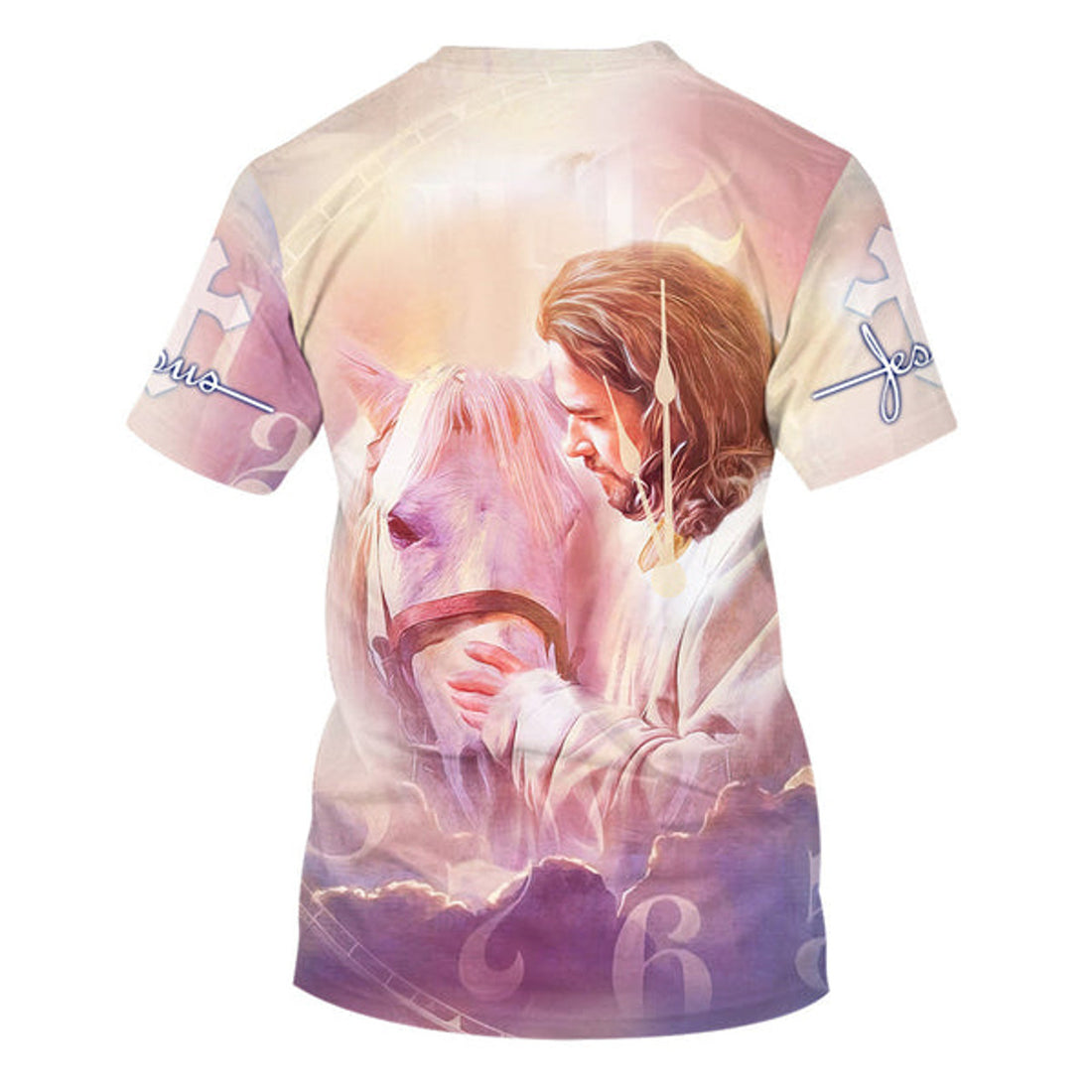 FUNSTUFFPRINT Jesus And Horse Christian 3D T-shirt