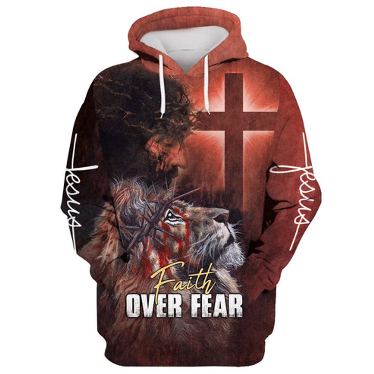 FUNSTUFFPRINT 3D Jesus And Lion 3D Hoodie and Zip Hoodie
