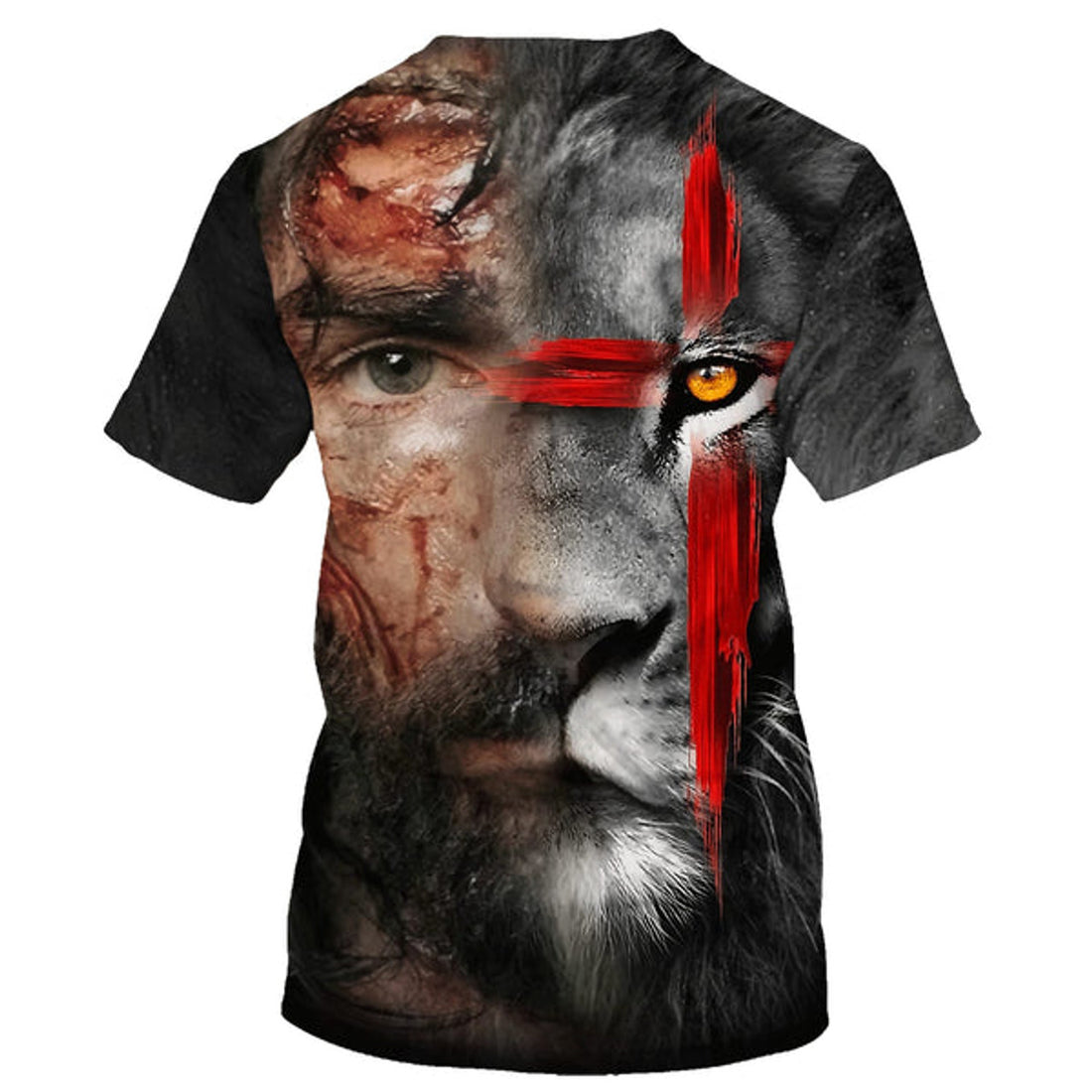 FUNSTUFFPRINT Jesus And Lion Christian 3D T-shirt